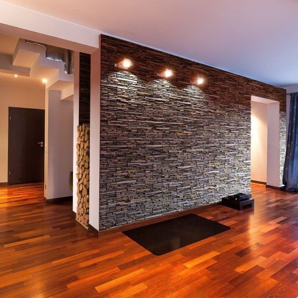 Stone cladding, interior, grey, Oslo Grey