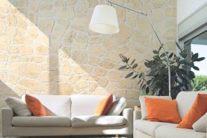 Stone cladding, interior, beige, Cote Mur