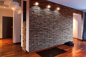 Stone cladding, interior, grey, Oslo Grey