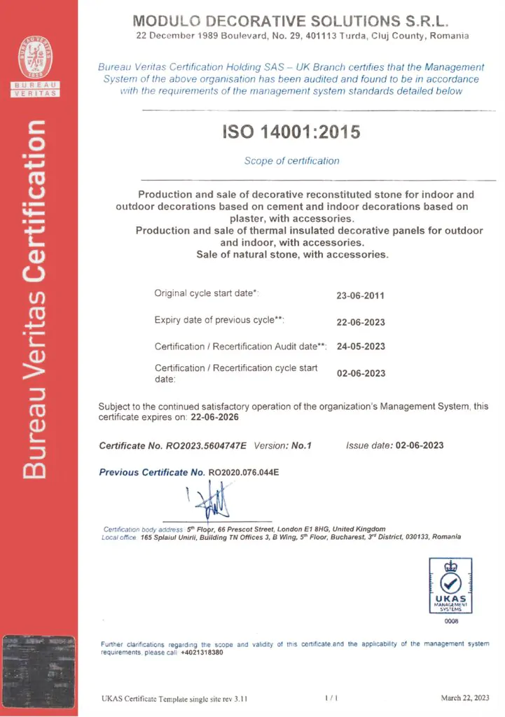 ISO 14001 Certificate